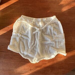 Anaak white soft cotton gauze tie waist shorts 0